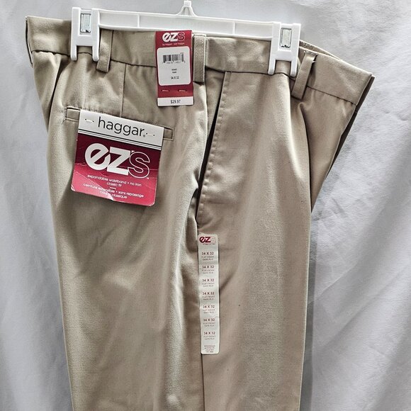 Men’s New Khaki “EZS by Haggar” Expandable Waistband Classic Fit 32" Read All - Picture 1 of 7